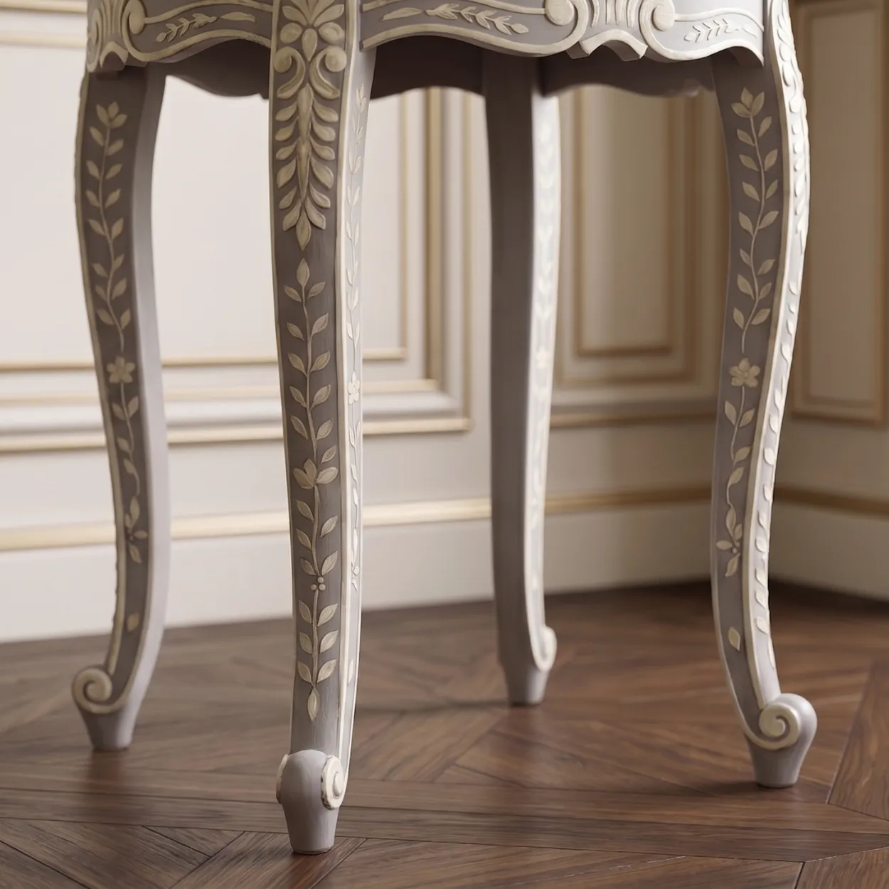 Bone Inlay Grey Round Side Table - Image 4