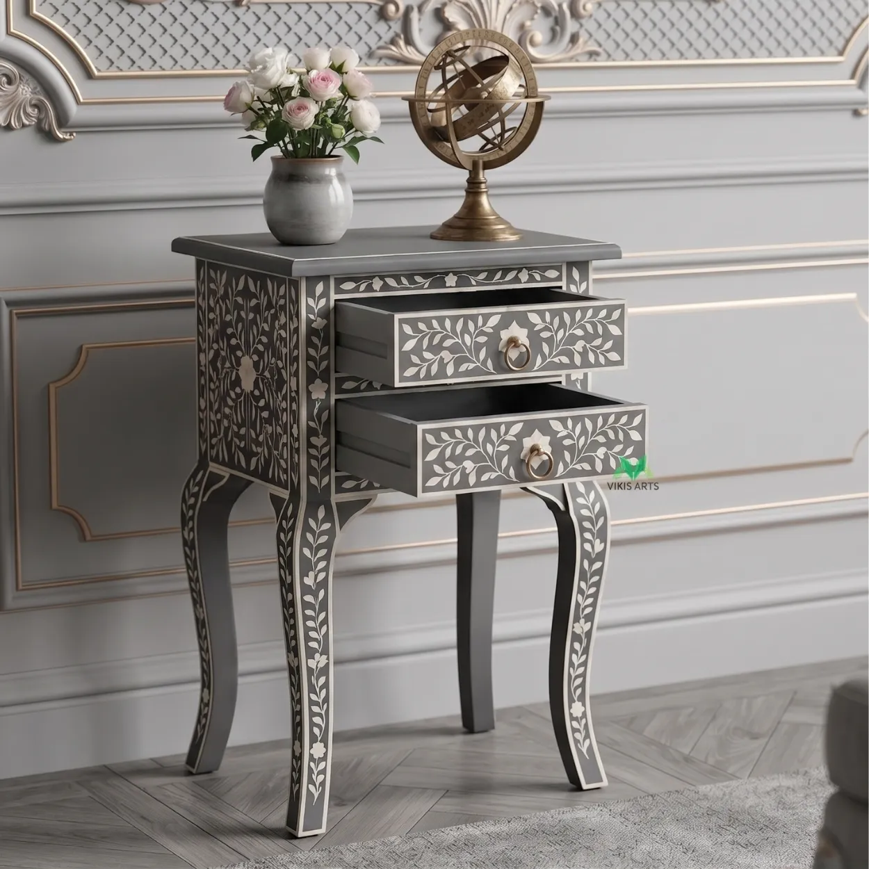 Bone Inlay Grey Table - Image 5