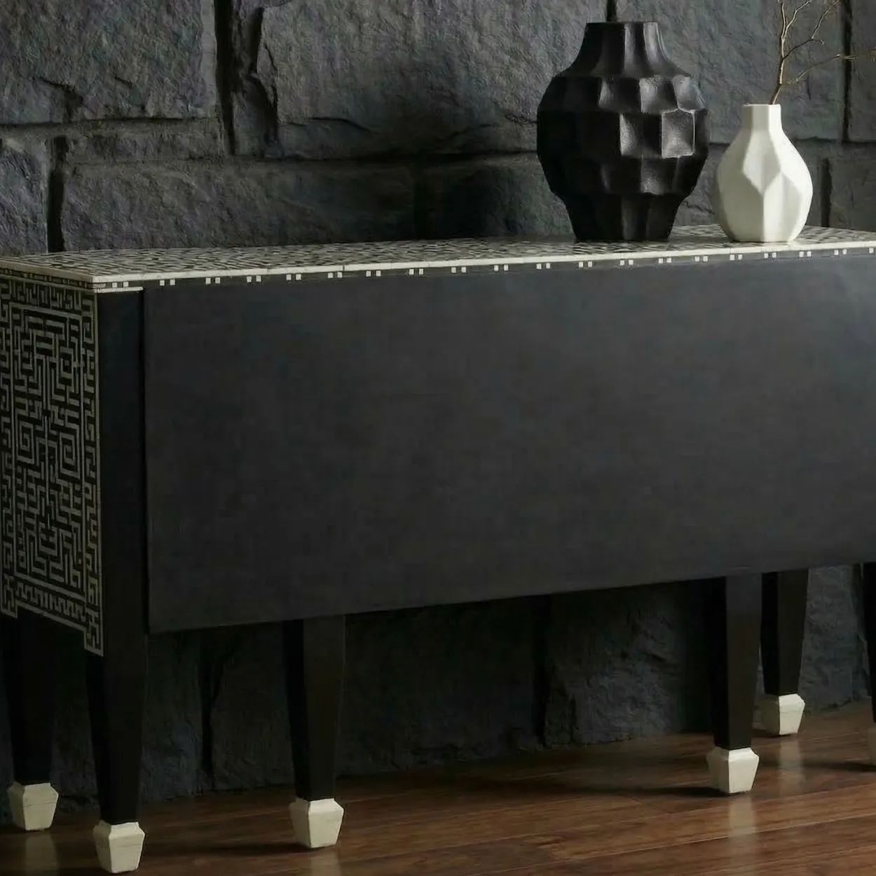 Bone Inlay Black Cabinet - Image 2
