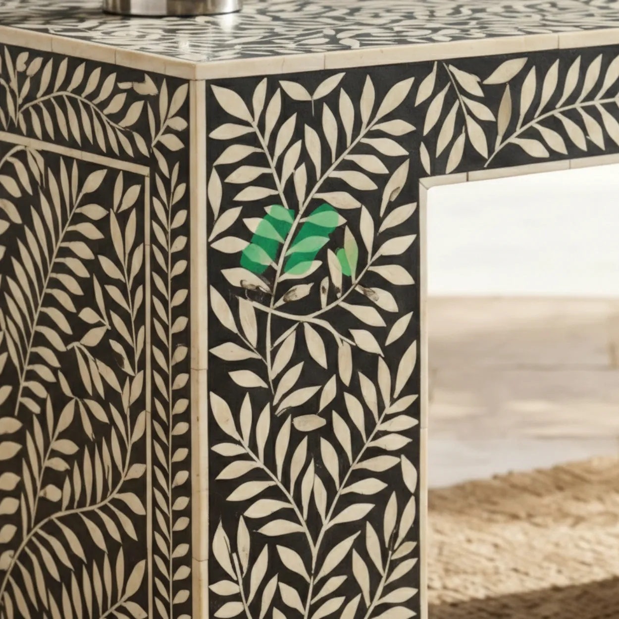 Bone Inlay Black Console Table - Image 5