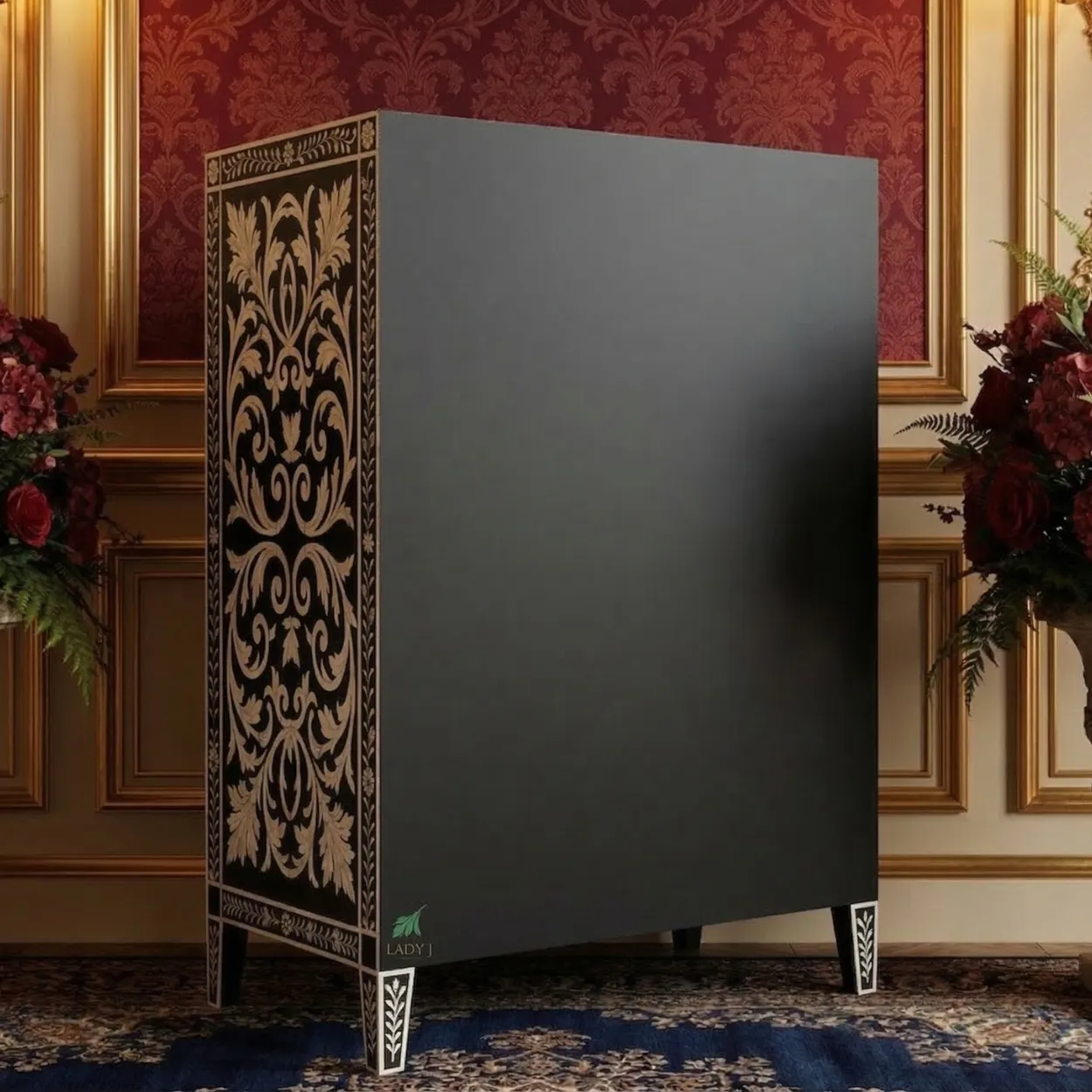 Bone Inlay Black Cabinet - Image 2