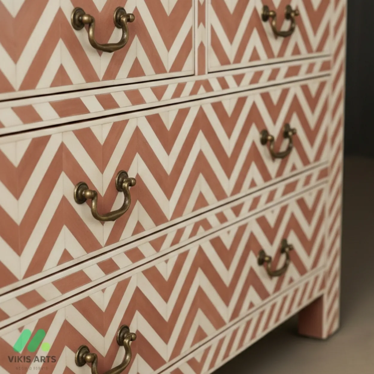 Bone Inlay Pink 5 Chest of Drawer - Image 5