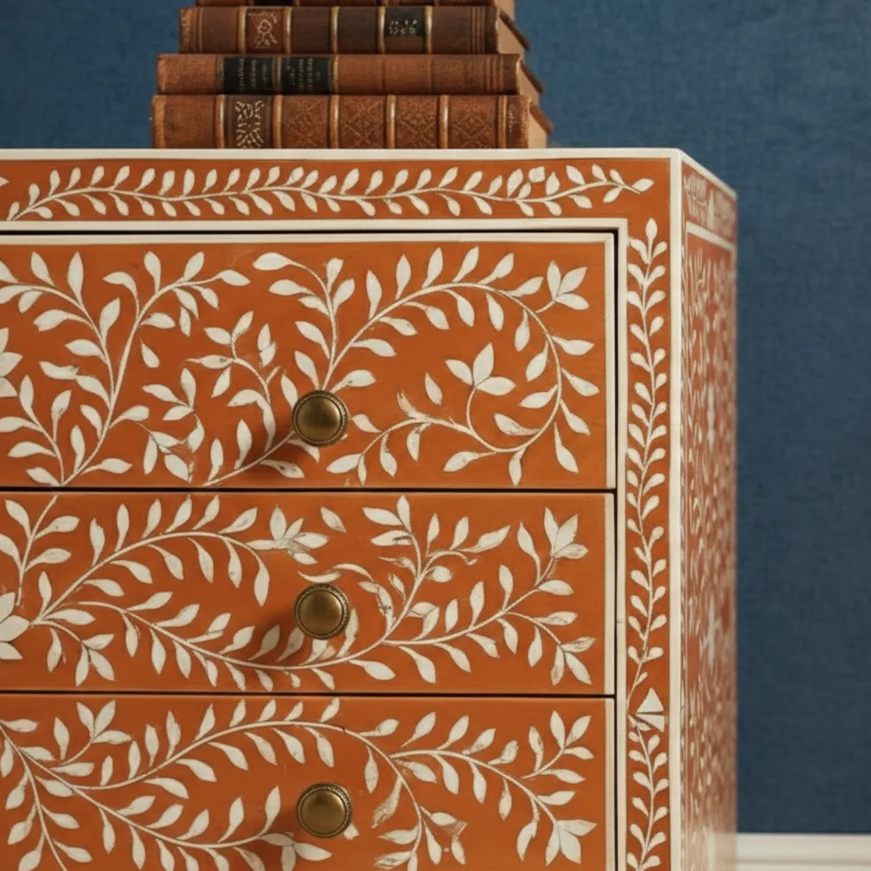 Bone Inlay Orange 4 Chest of Drawer - Image 5
