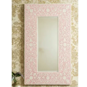 Bone Inlay Pink Square Mirror Frame