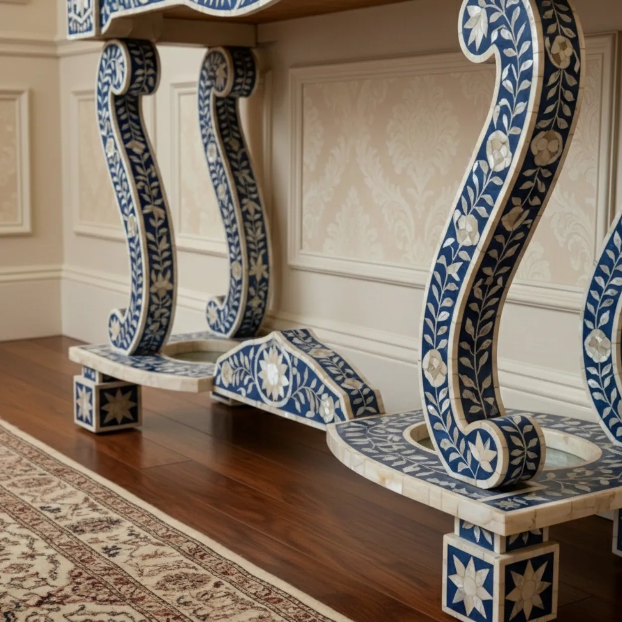 Mother of Pearl Blue Console Table - Image 6