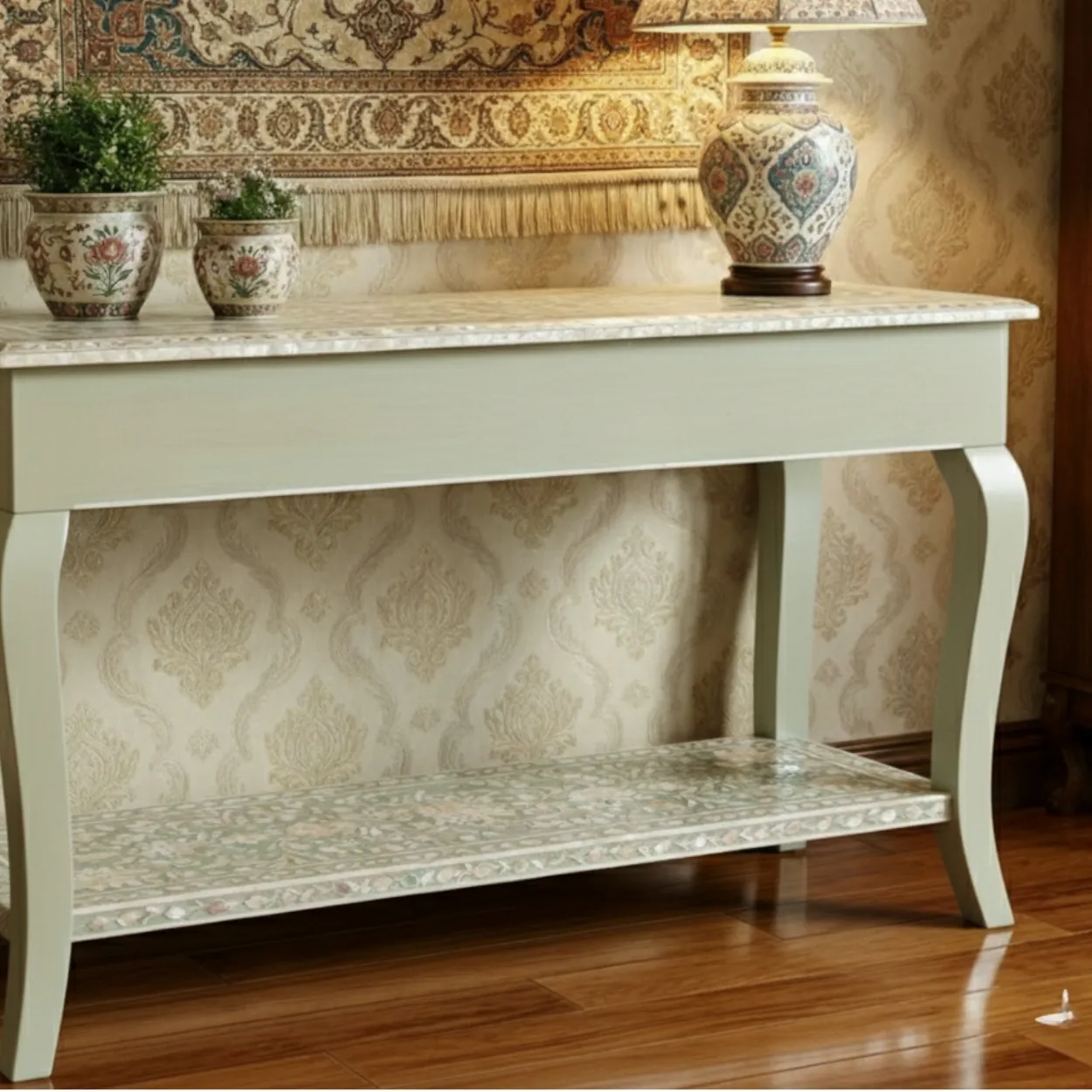 Mother of Pearl Green Console Table - Image 2