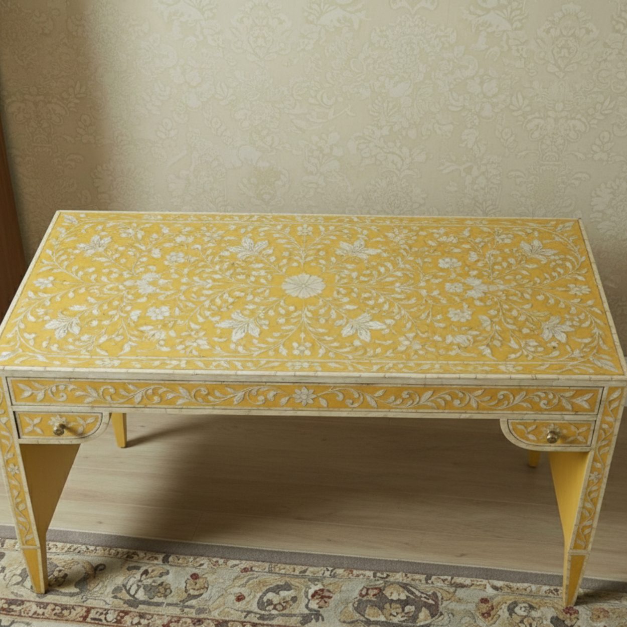 Mother of Pearl Yellow Console Table - Image 3
