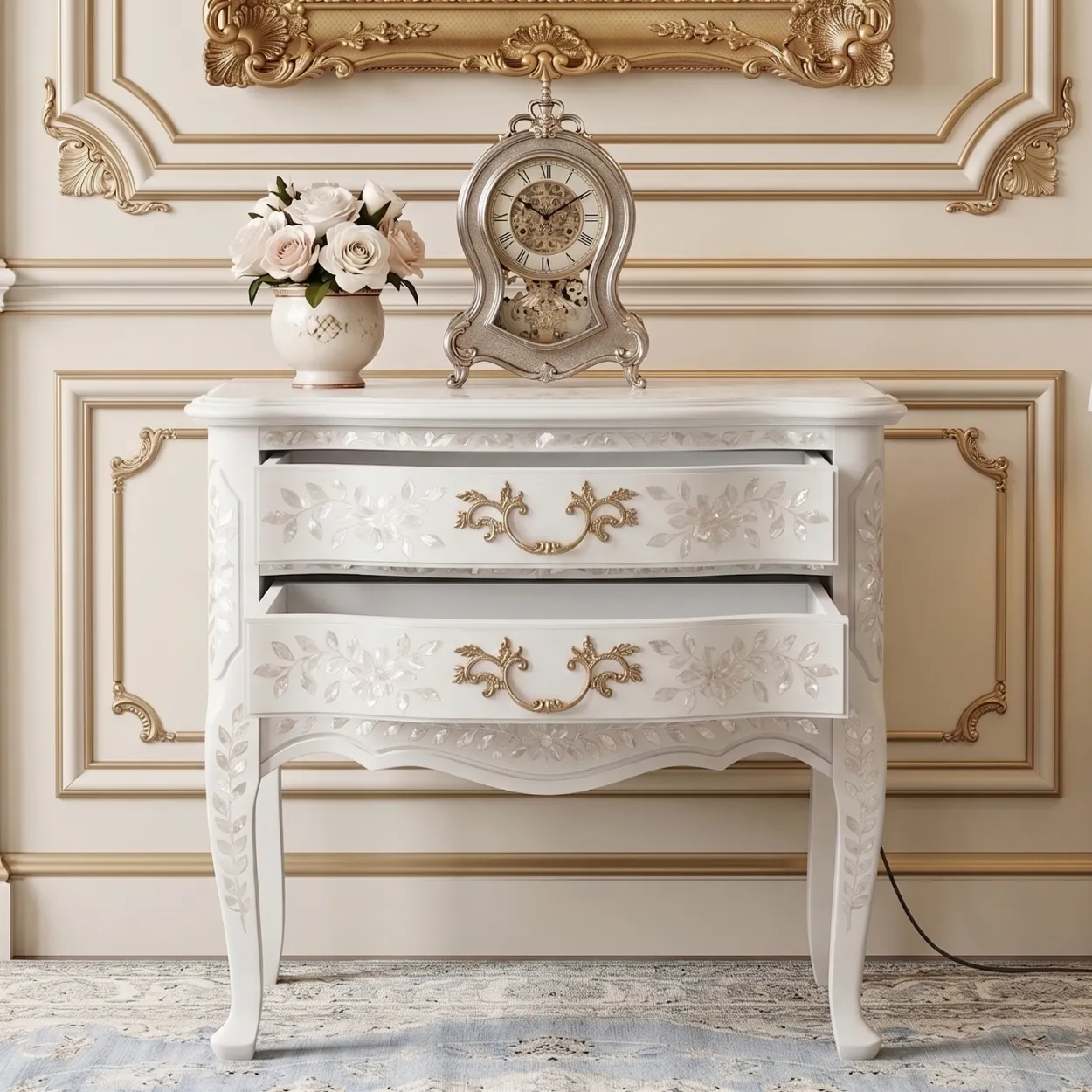 Mother of Pearl White Bedside table - Image 6