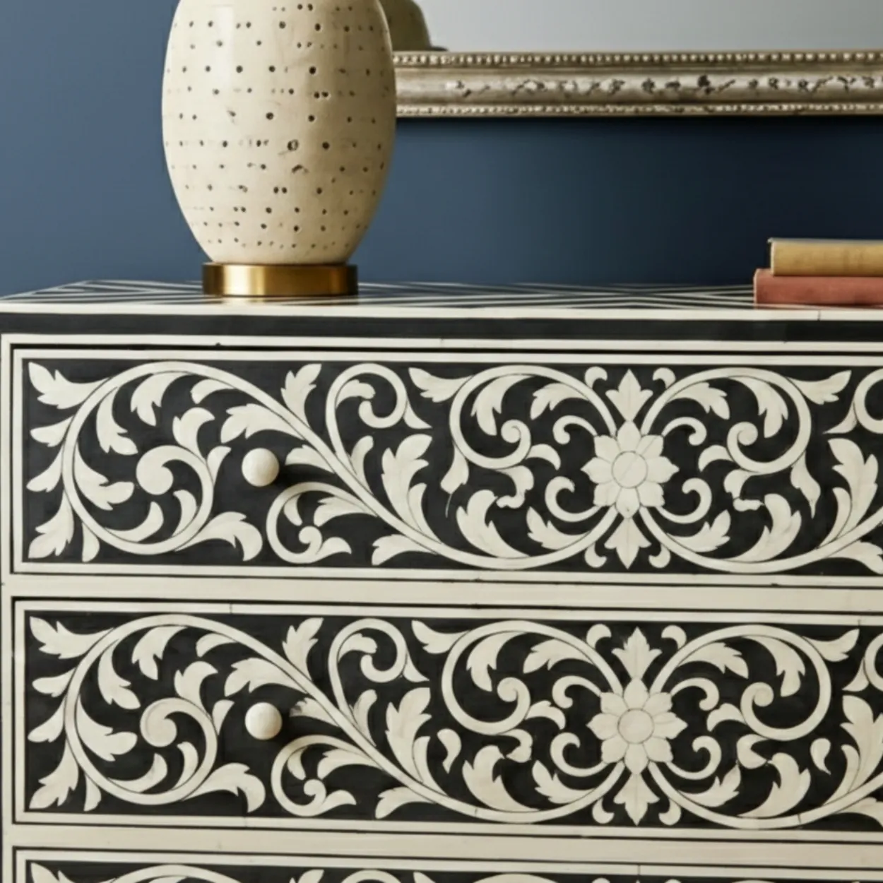 Bone Inlay Black 3 Chest of Drawer - Image 5