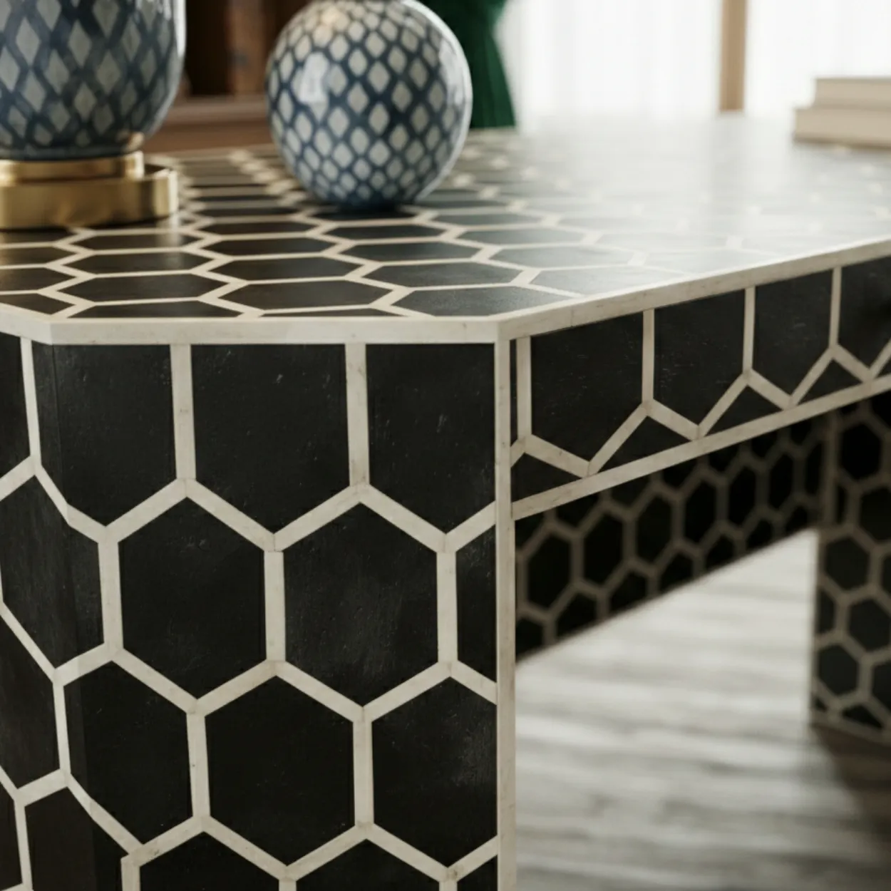 Bone Inlay Black Desk - Image 5