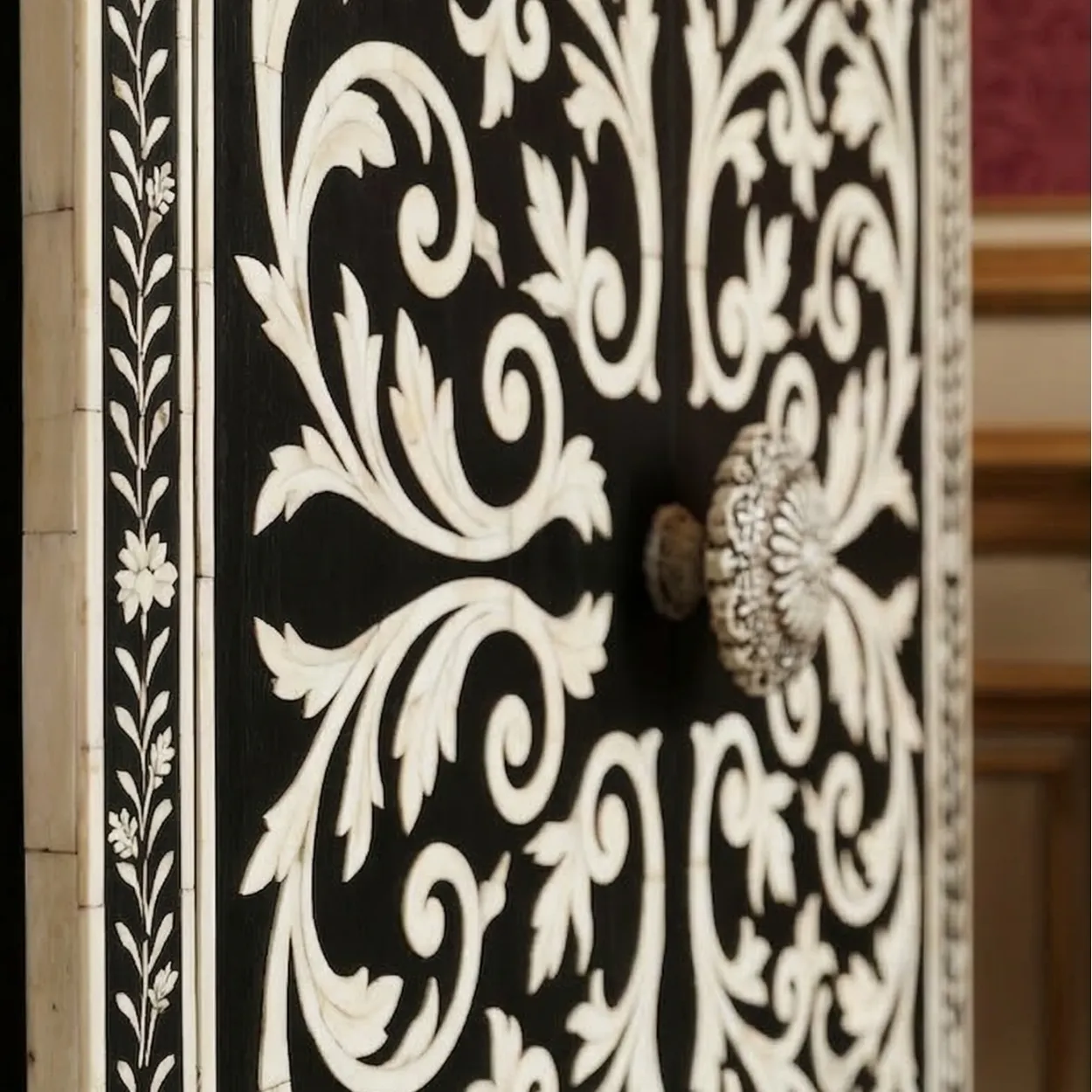 Bone Inlay Black Cabinet - Image 4