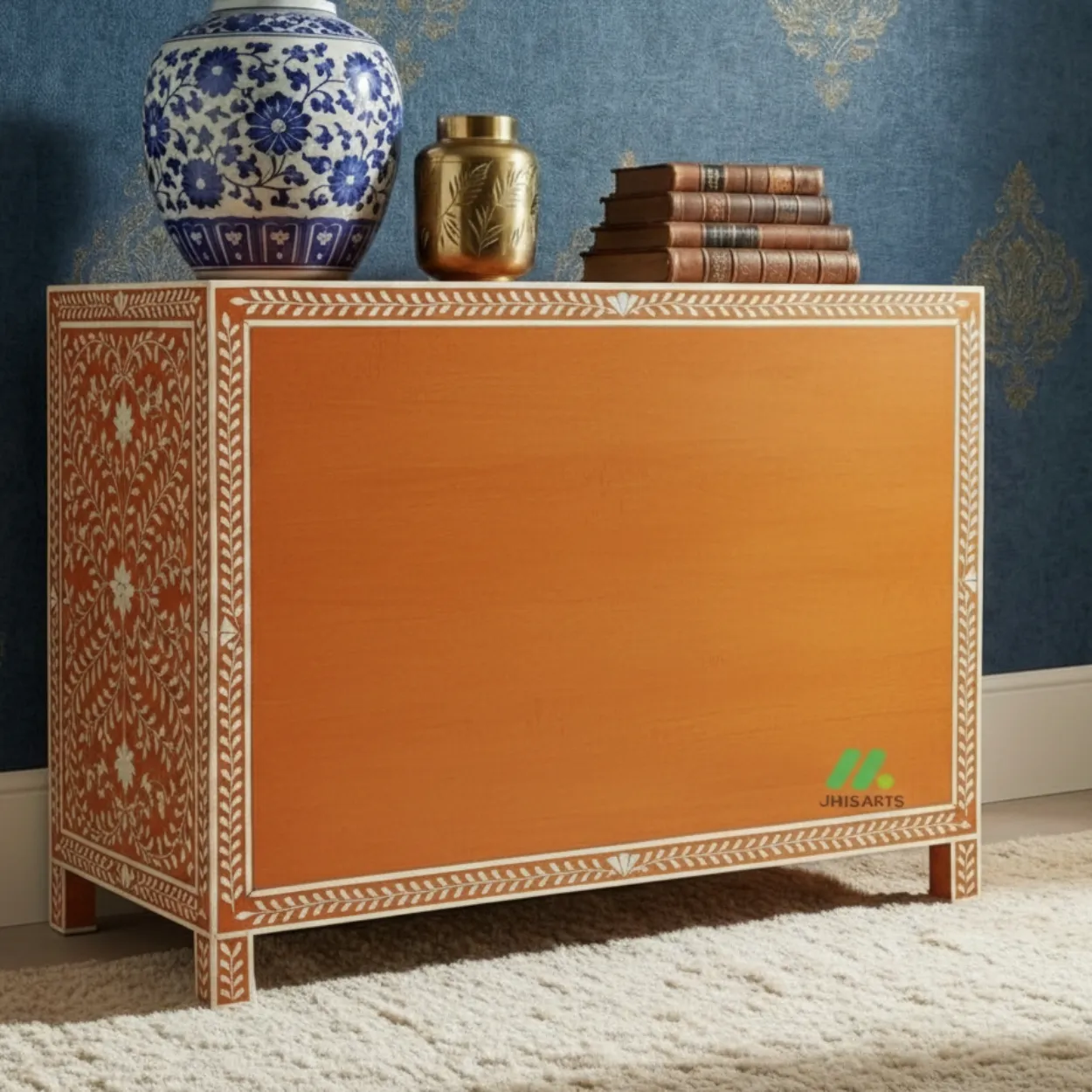 Bone Inlay Orange 4 Chest of Drawer - Image 2