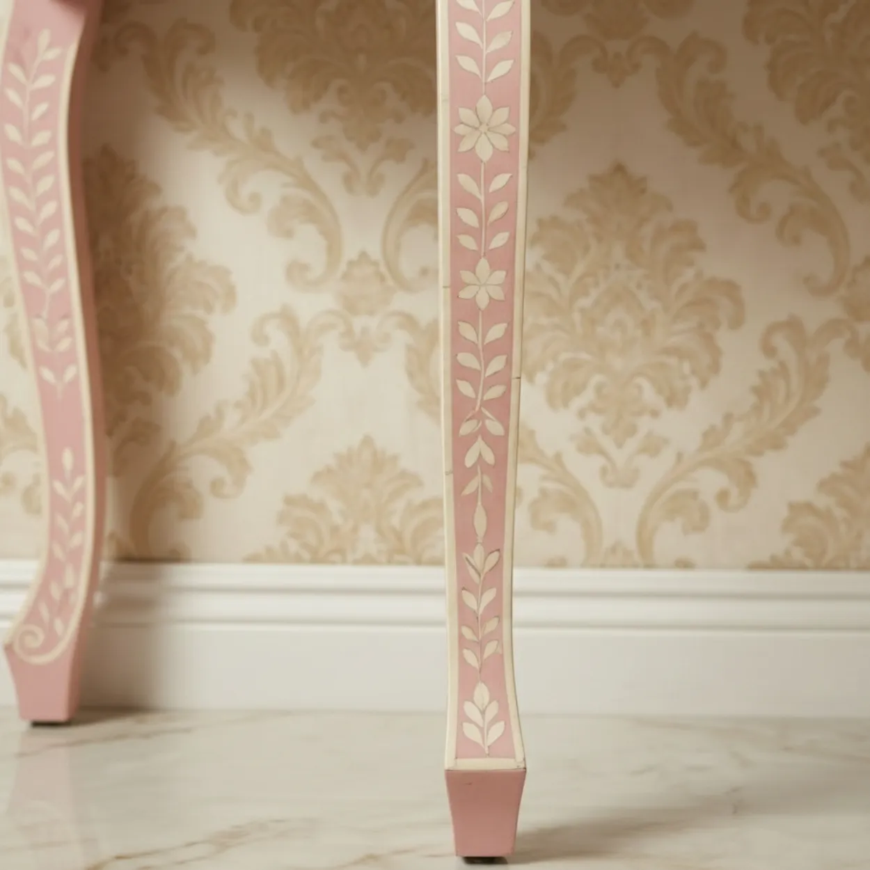 Bone Inlay Pink Console Table - Image 6