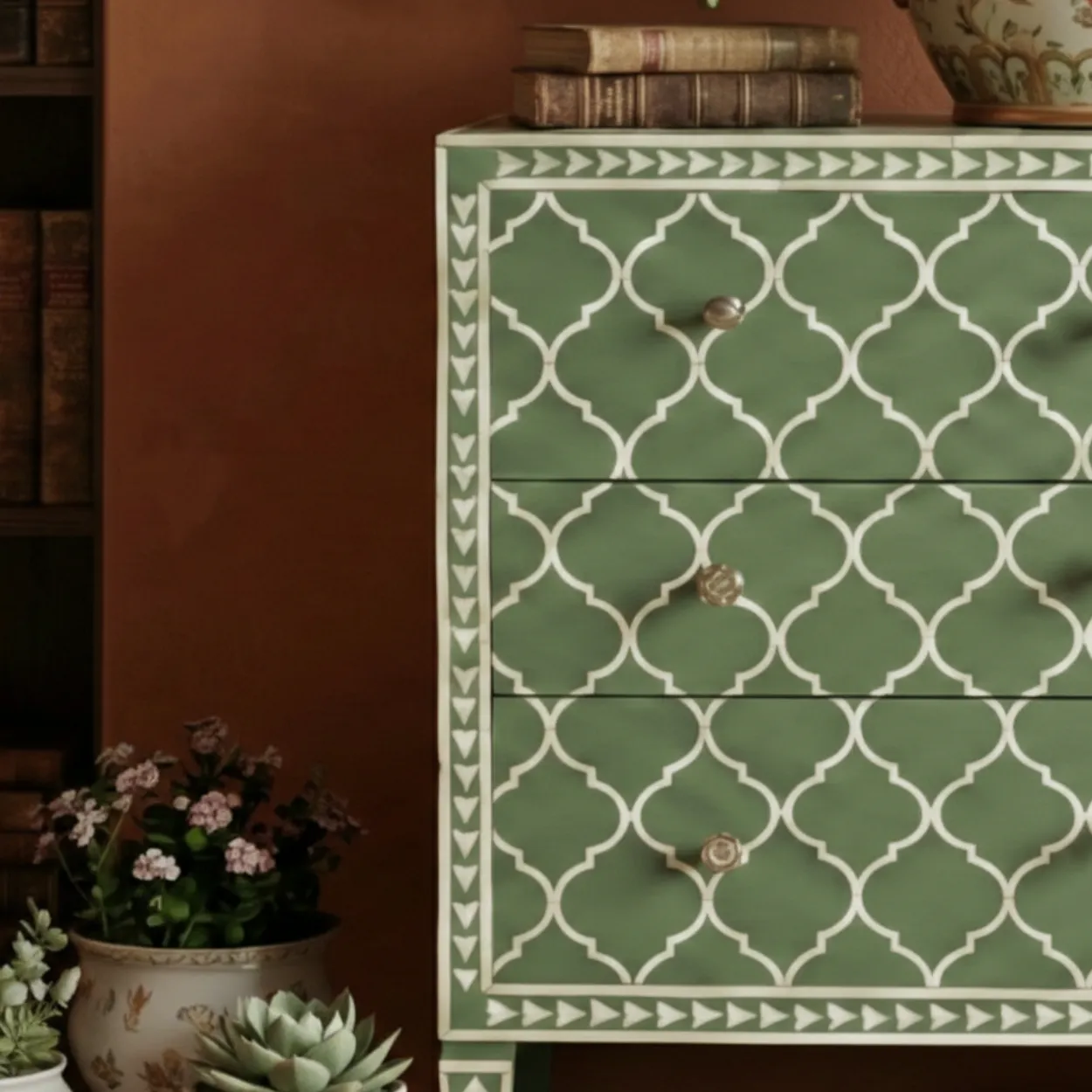 Bone Inlay Green 3 Chest of Drawers - Image 5