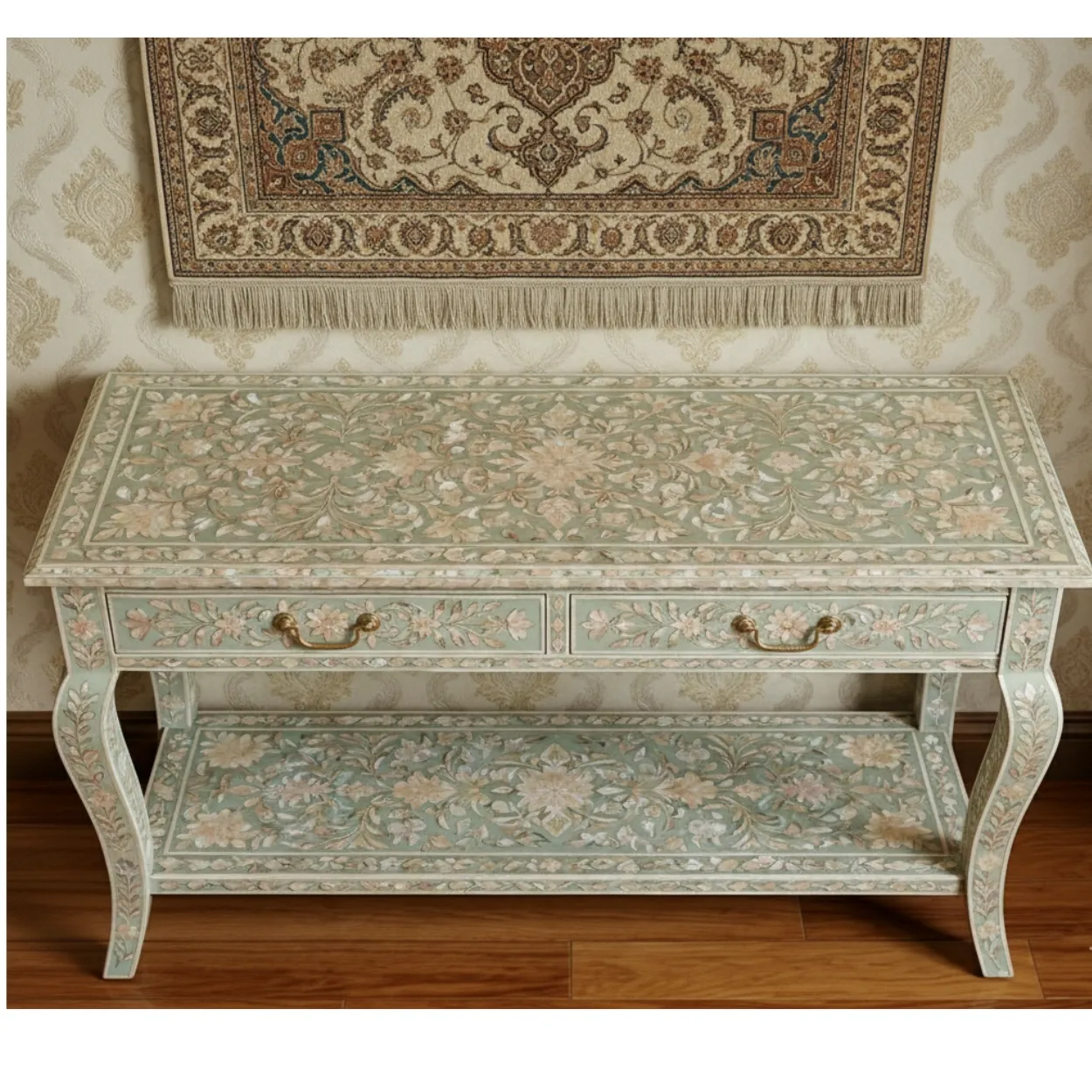 Mother of Pearl Green Console Table - Image 3