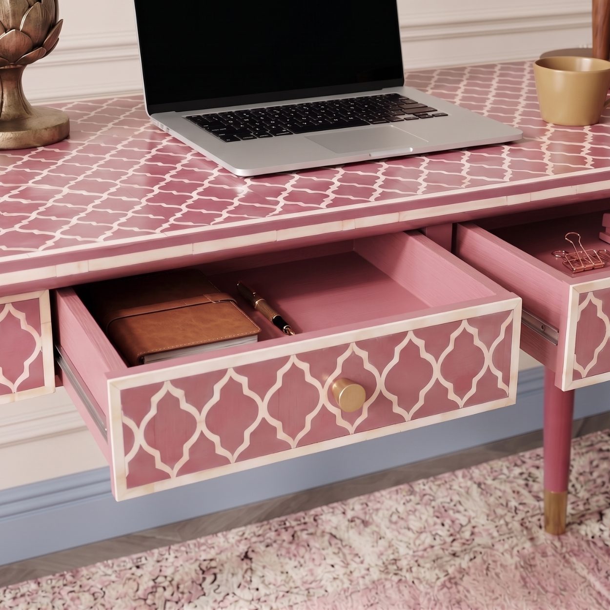 Bone Inlay Pink Desk - Image 6