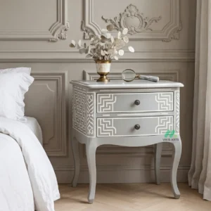 Bone Inlay Grey Bedside table