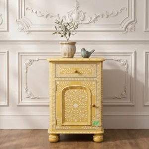 Bone Inlay Yellow Bedside table
