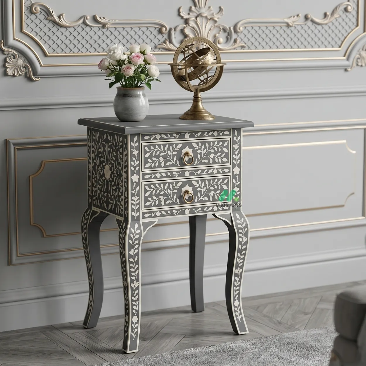 Bone Inlay Grey Table