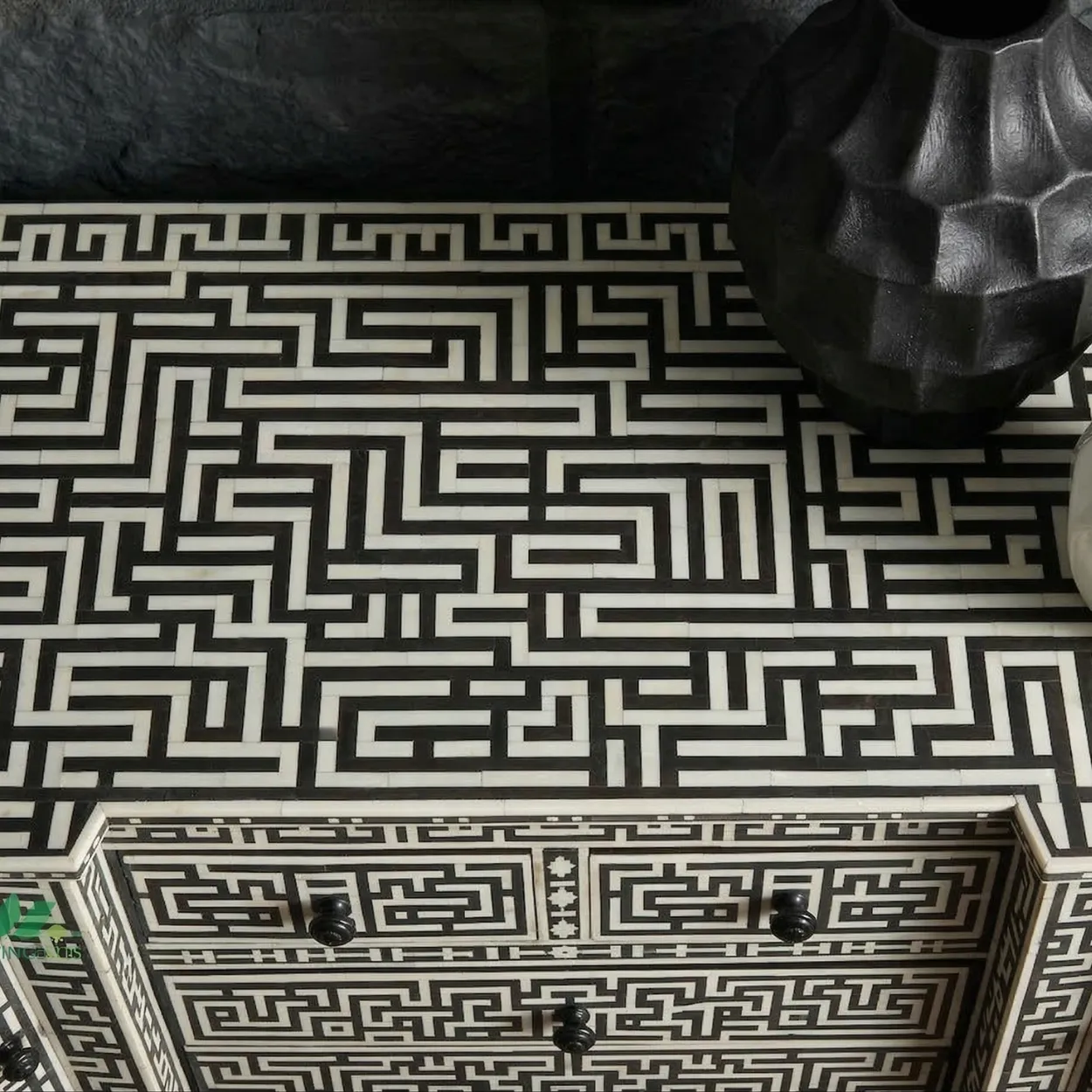 Bone Inlay Black Cabinet - Image 6