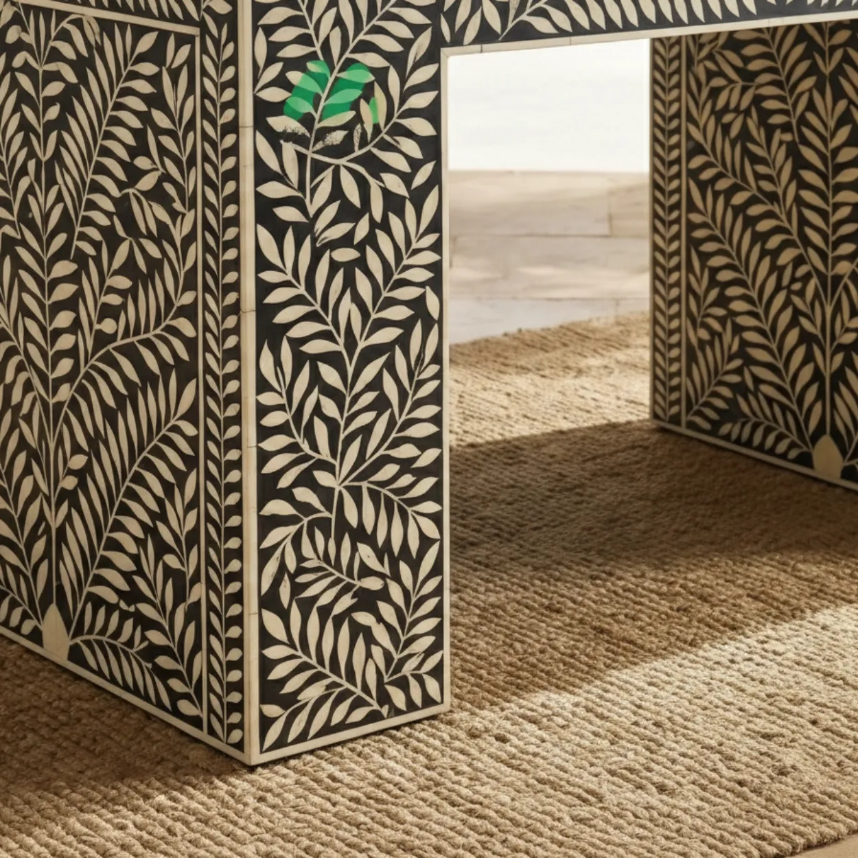 Bone Inlay Black Console Table - Image 6