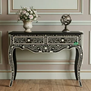 Bone Inlay Black Console Table