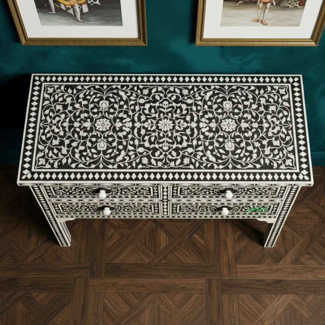 Bone Inlay Black 4 Chest of Drawer - Image 3