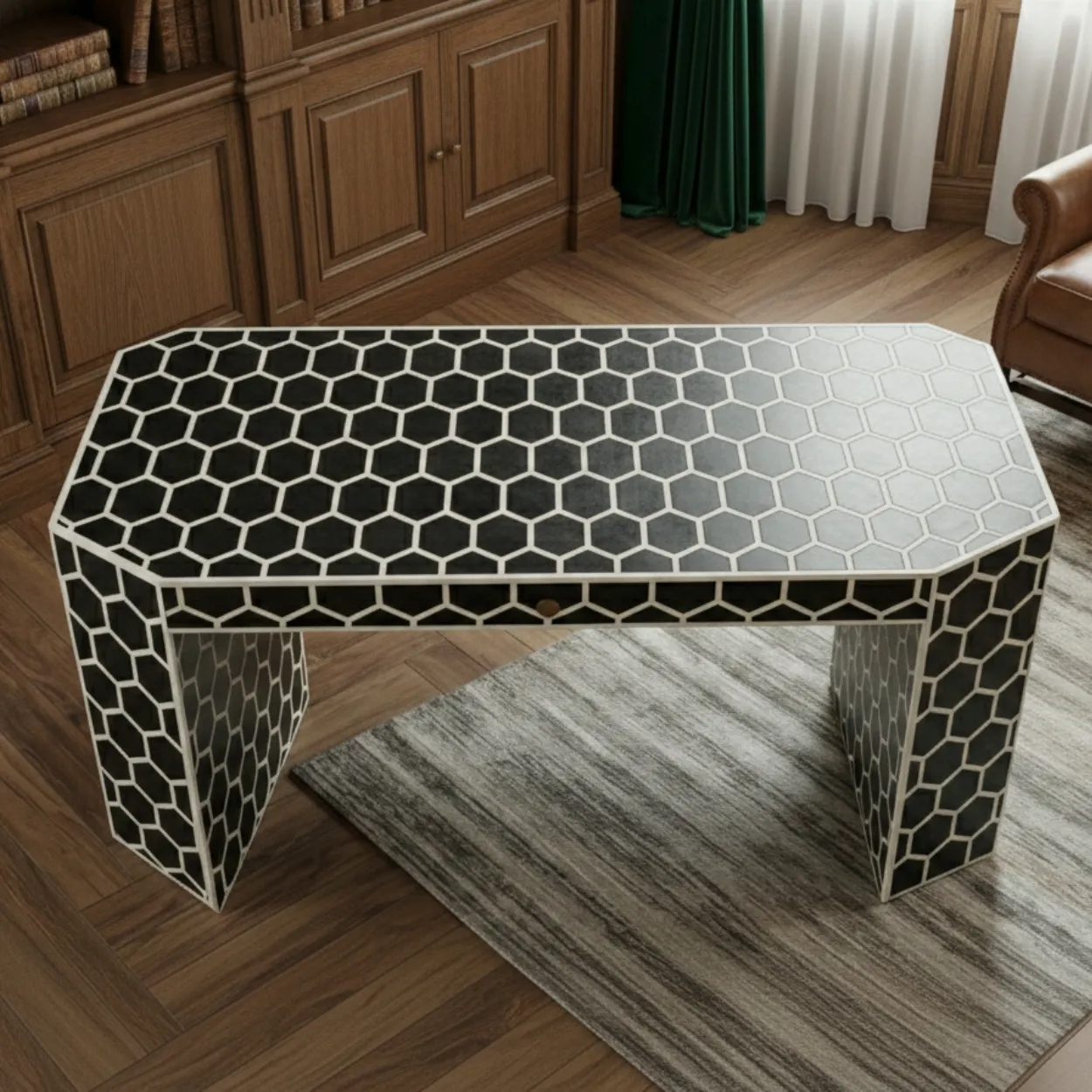 Bone Inlay Black Desk - Image 3