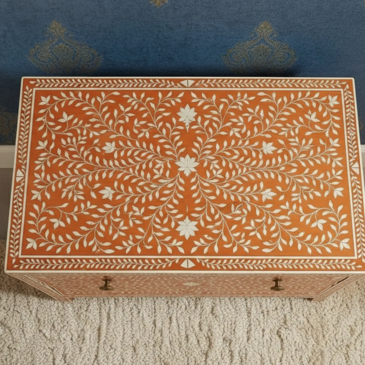 Bone Inlay Orange 4 Chest of Drawer - Image 3