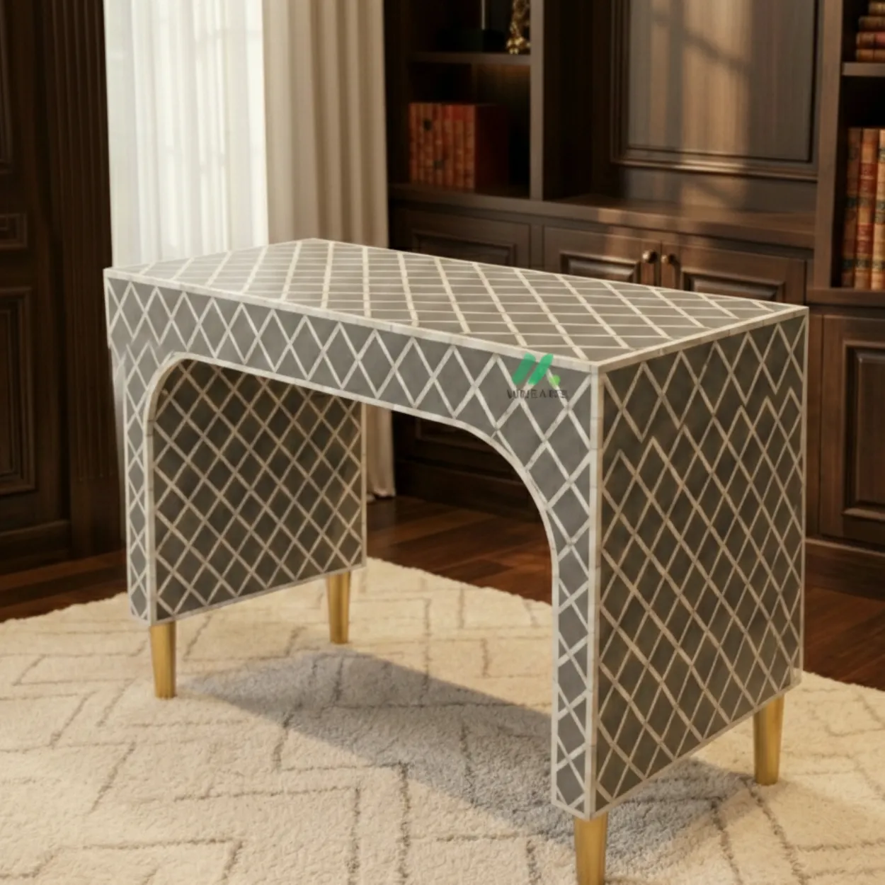 Bone Inlay Grey Desk