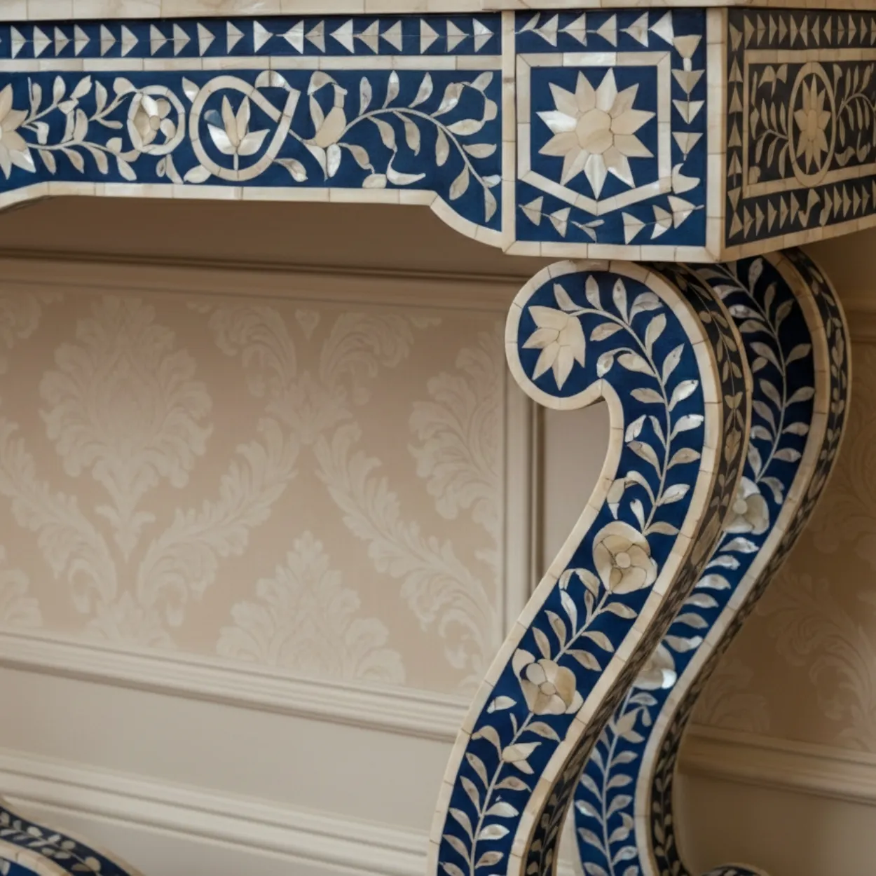 Mother of Pearl Blue Console Table - Image 5