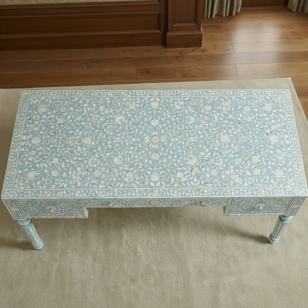 Mother of Pearl Blue Desk - Image 2