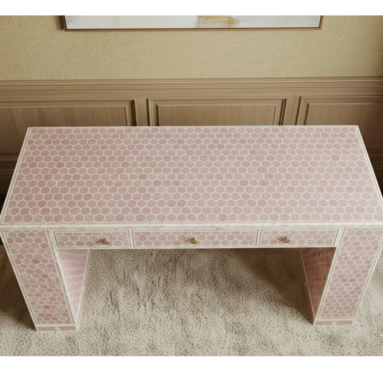 Mother of Pearl Pink Console Table - Image 2