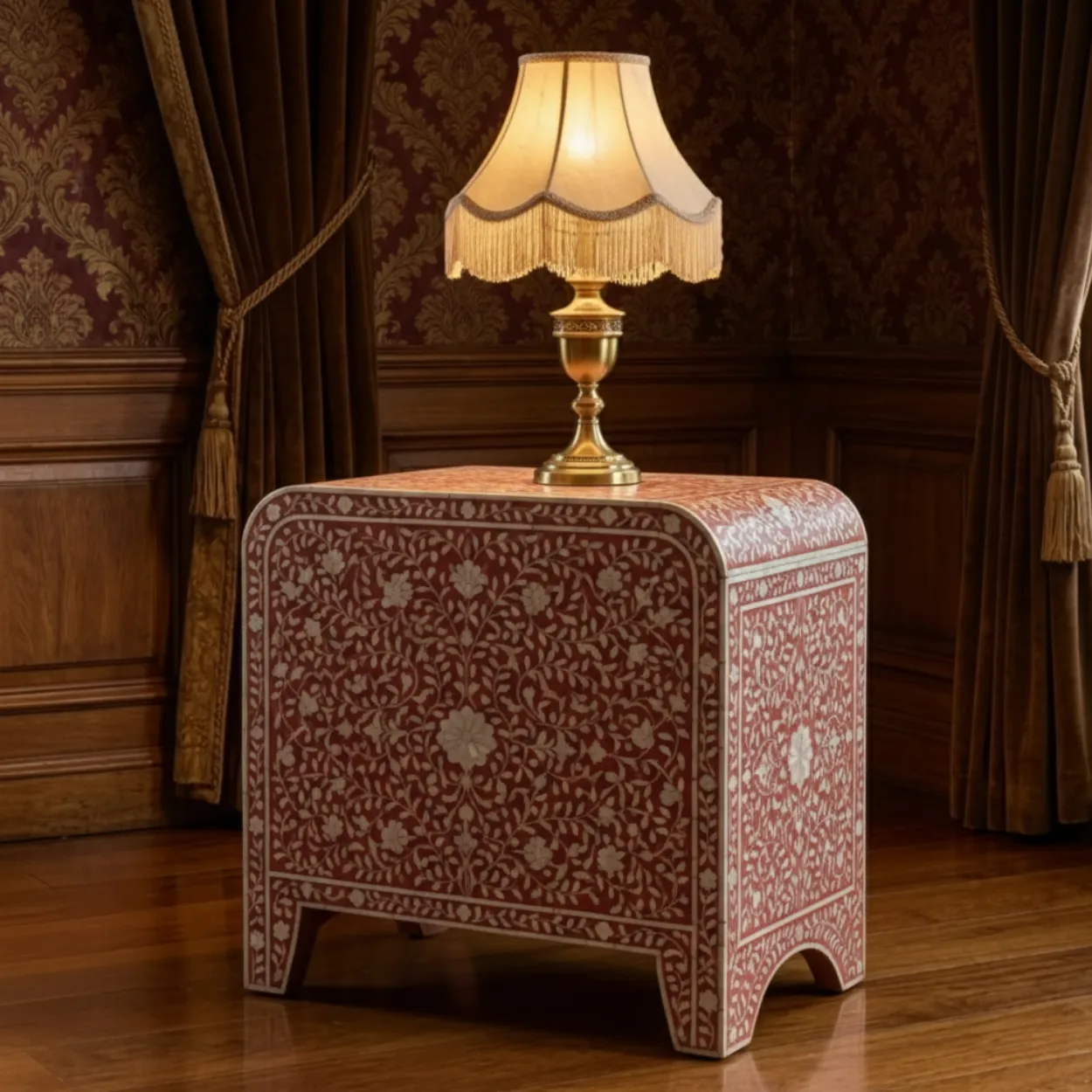 Mother Of Pearl Pink Bedside Table with 1 Drawers - Image 3