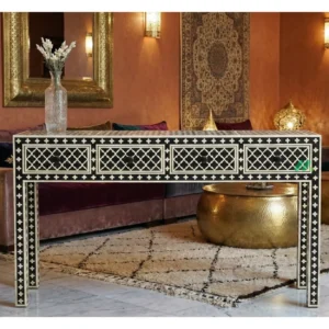 Bone Inlay Black Console Table