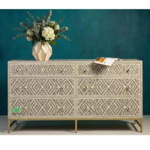 Bone Inlay Grey 6 Chest of Drawer
