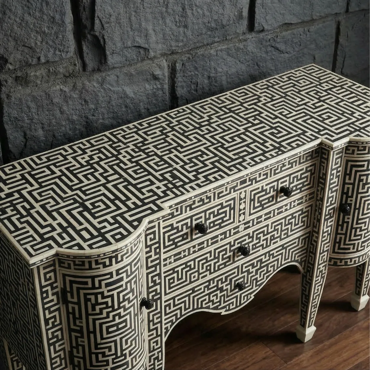 Bone Inlay Black Cabinet - Image 3