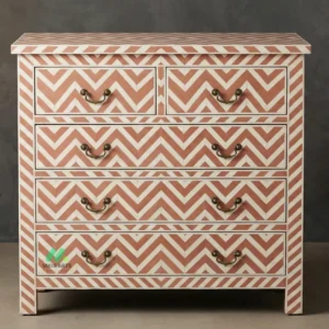 Bone Inlay Pink 5 Chest of Drawer