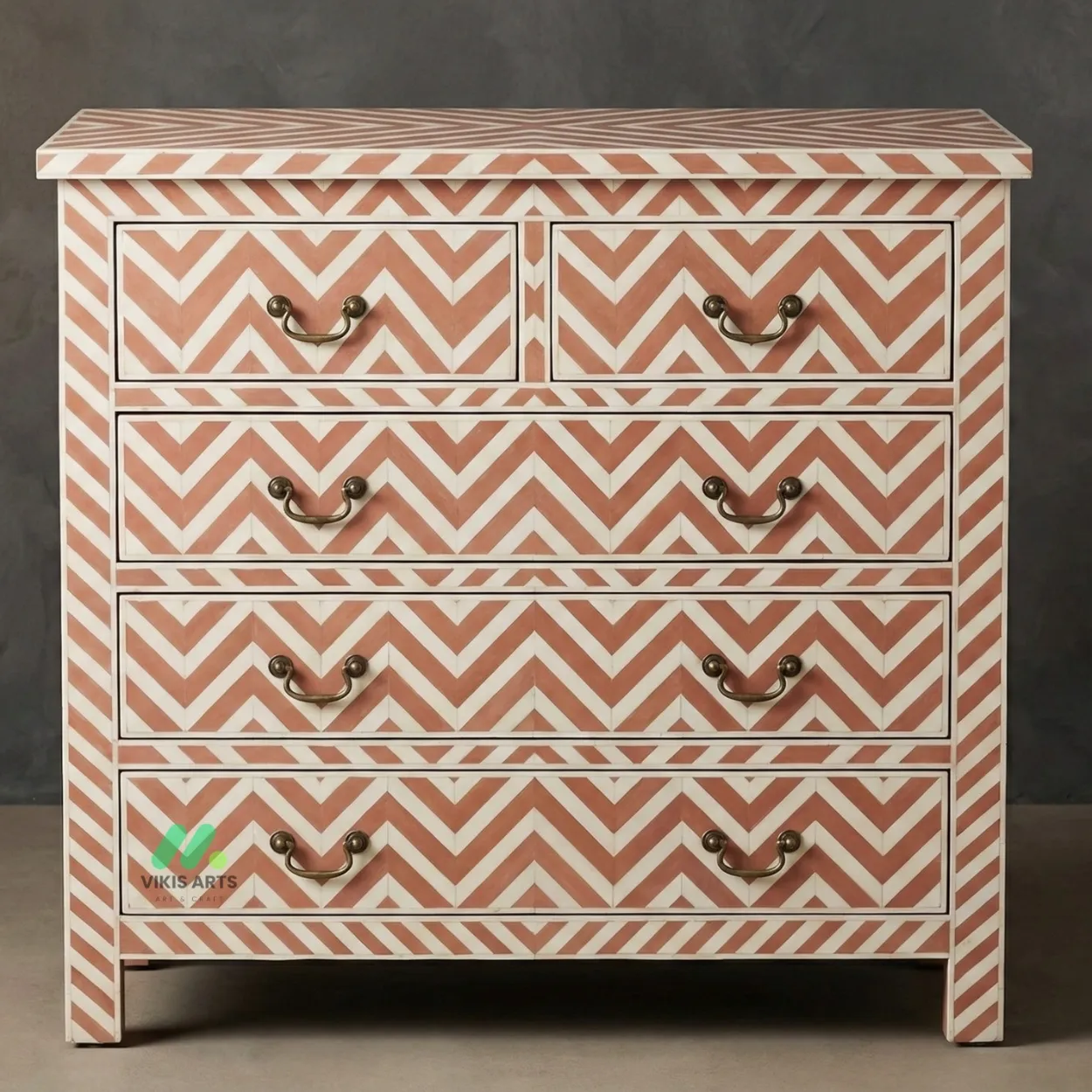 Bone Inlay Pink 5 Chest of Drawer