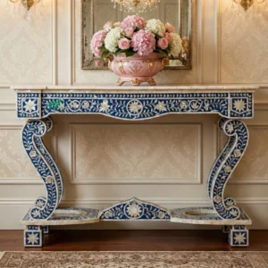 Mother of Pearl Blue Console Table