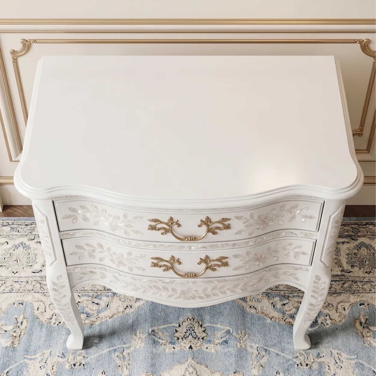 Mother of Pearl White Bedside table - Image 3