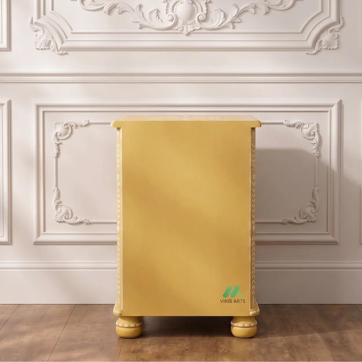 Bone Inlay Yellow Bedside table - Image 2