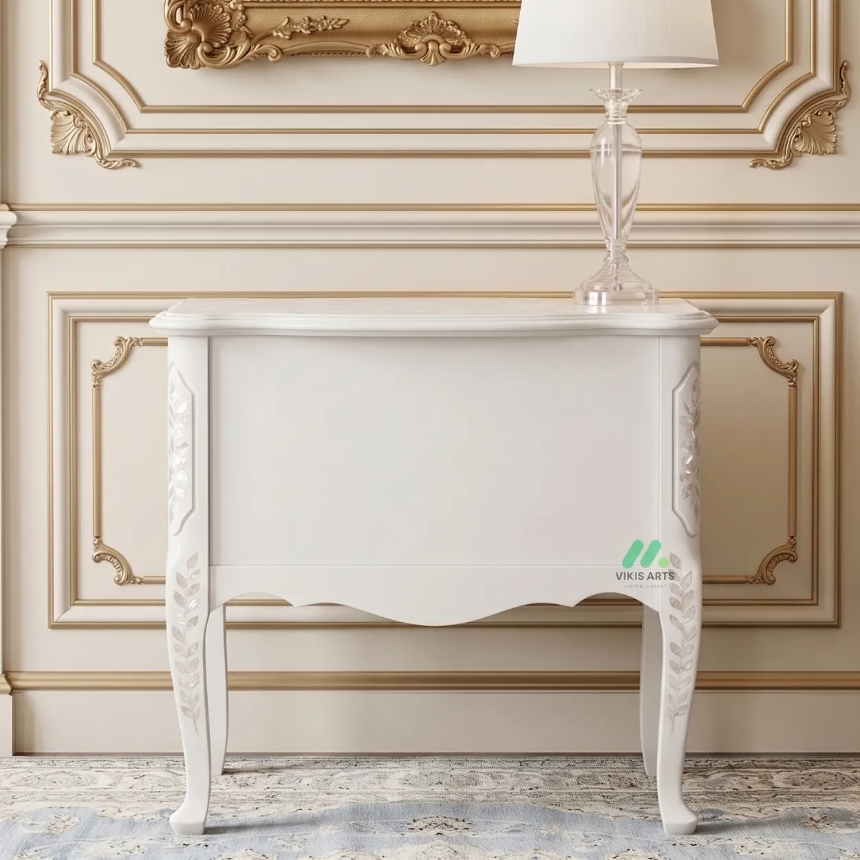 Mother of Pearl White Bedside table - Image 2