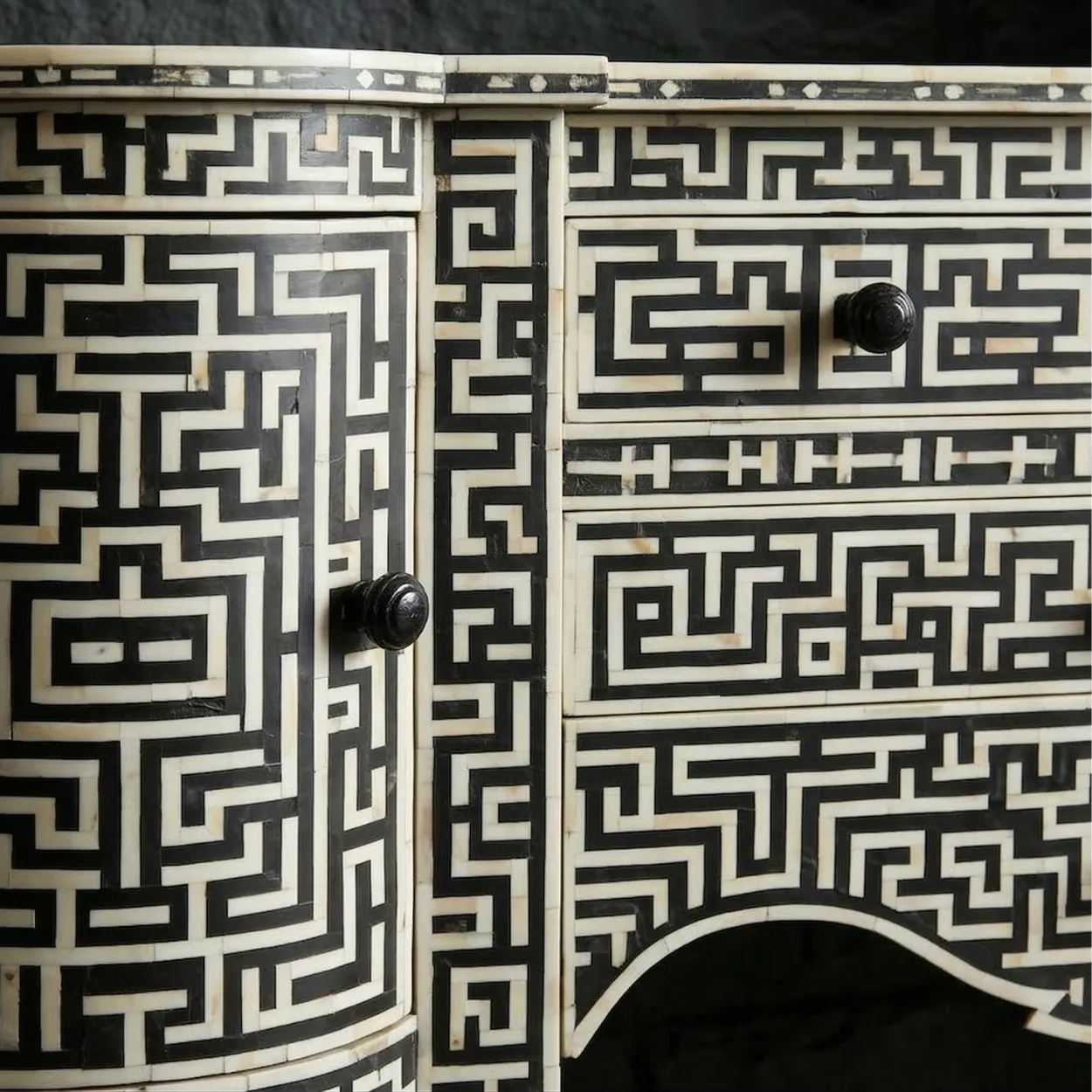 Bone Inlay Black Cabinet - Image 4