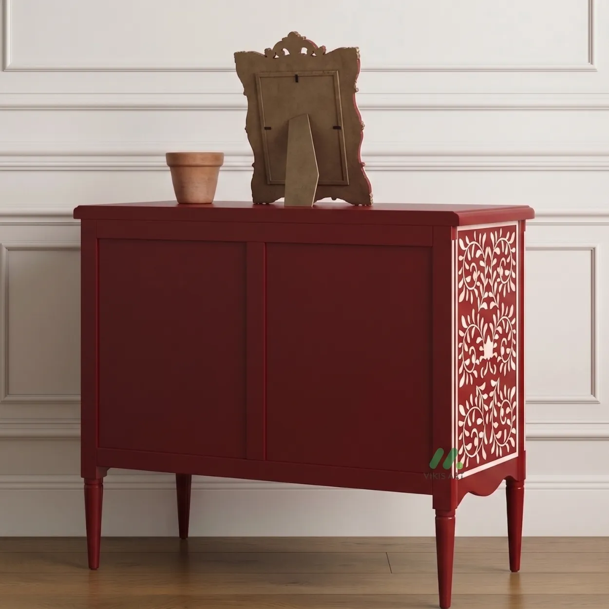 Bone Inlay Red 3 Chest of Drawer - Image 2