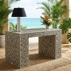 Bone Inlay Black Console Table