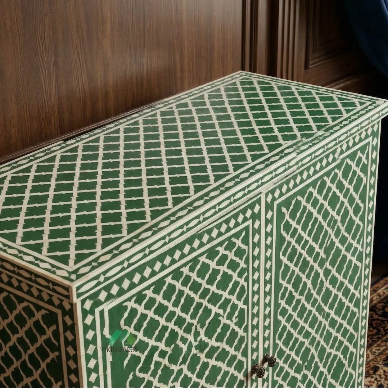 Bone Inlay Green Cabinet - Image 3