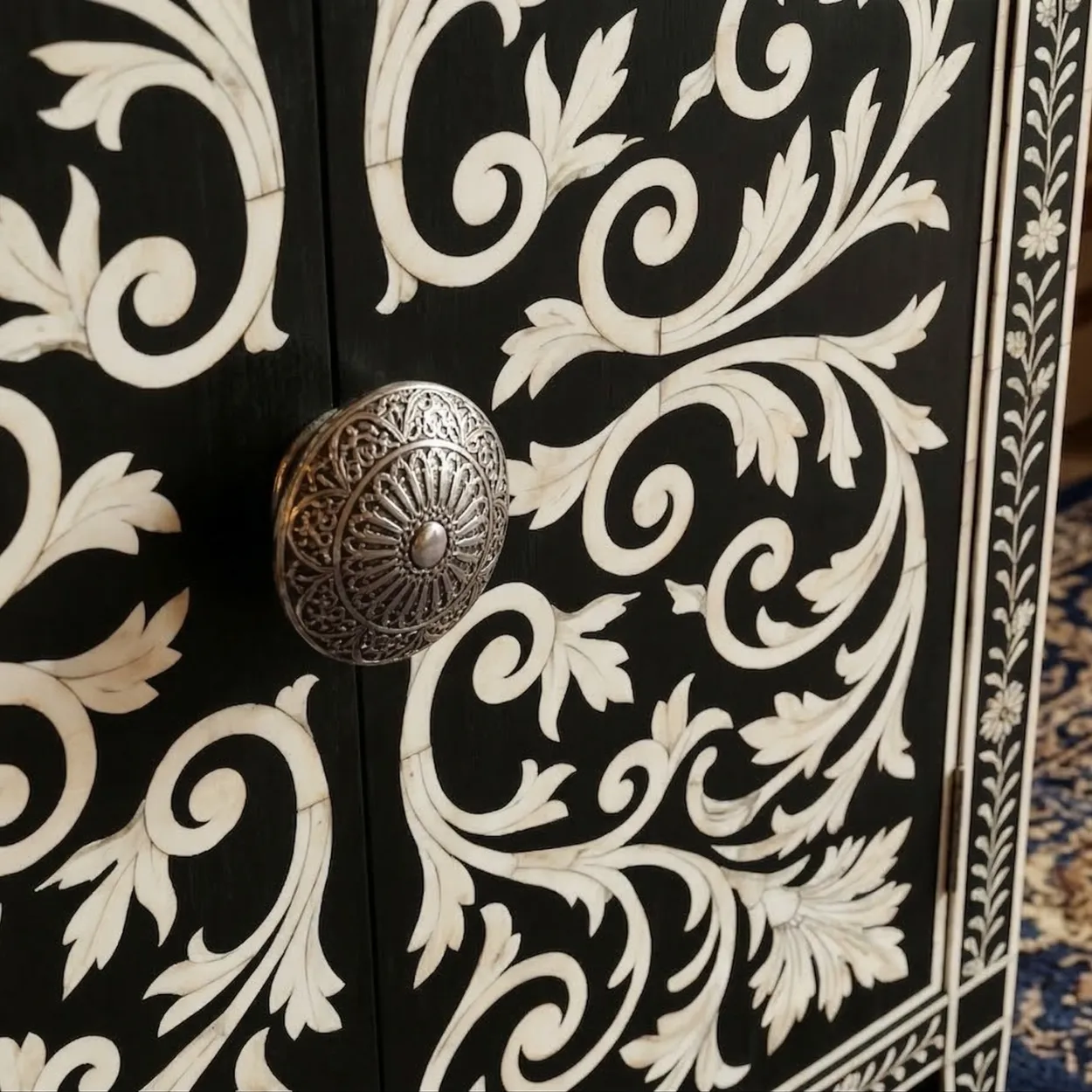 Bone Inlay Black Cabinet - Image 5