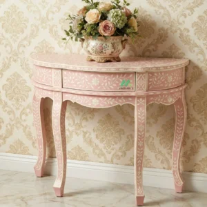 Bone Inlay Pink Console Table