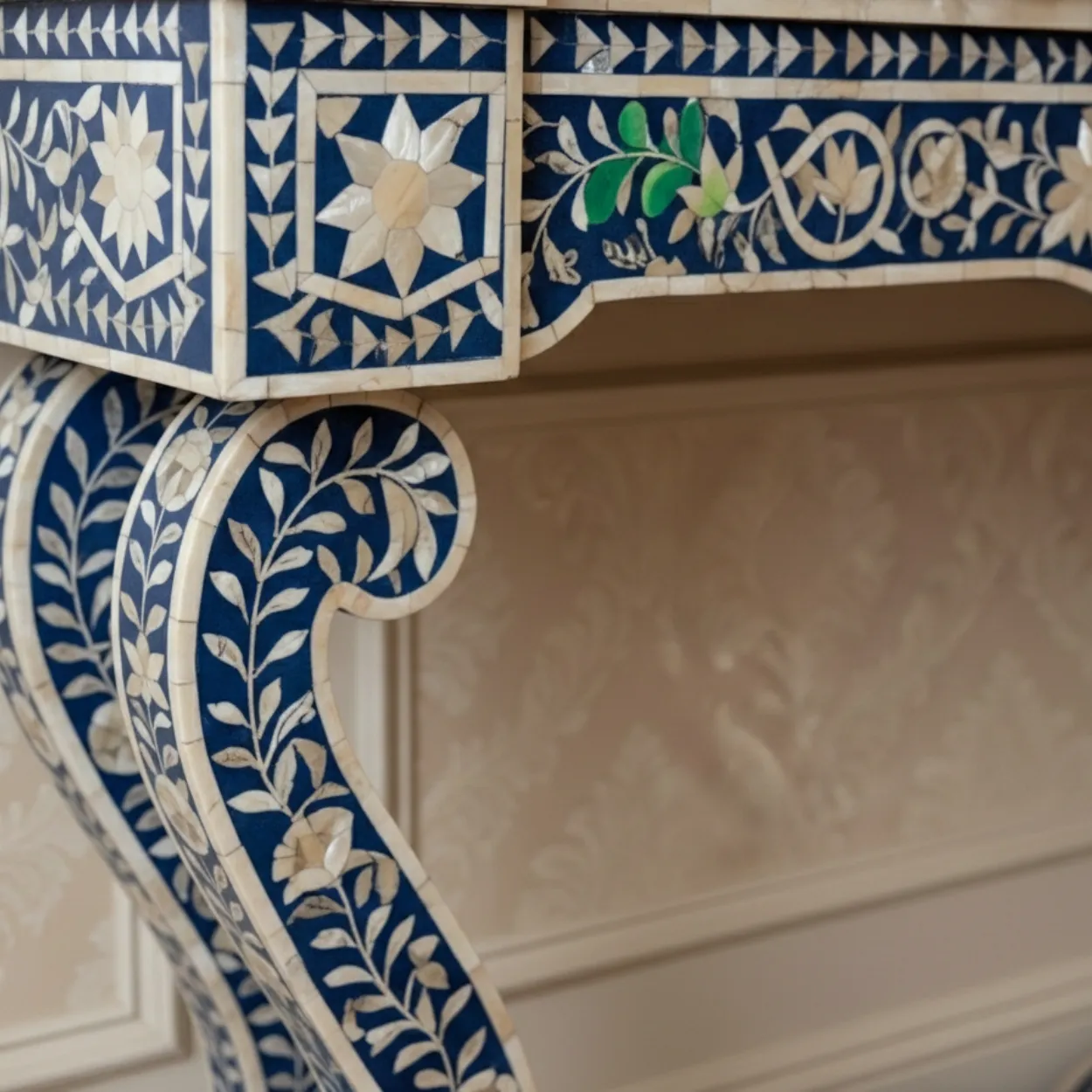 Mother of Pearl Blue Console Table - Image 4